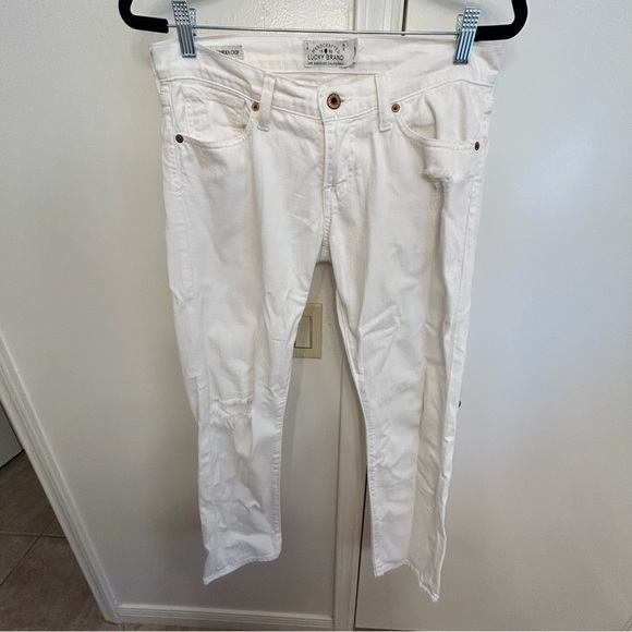Lucky Brand Sienna Weekender Crop White Jeans Size 25 or 0 - Picture 3 of 13